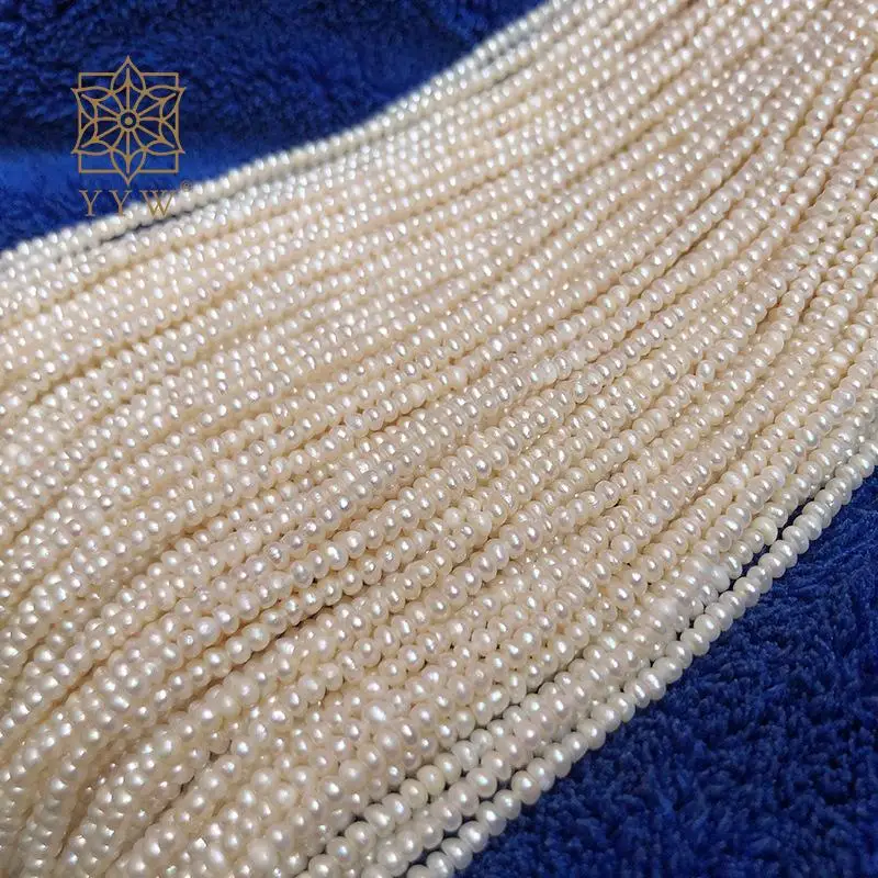 White 2-3mm Natural Freshwater Pearl Flat Round Loose Beads Flat Sold Per Approx 37 Cm Strand For Women Jewelry Making 2023 New