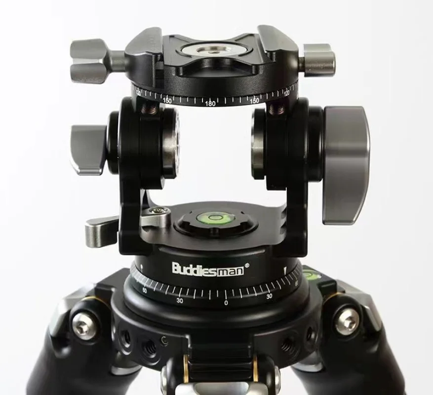 

Buddiesman VH-3IV Two-Way Dual Panoramic Tripod Head Low Profile Camera Telephoto Lens Bird Watching Arca Type Quick Lock Clamp