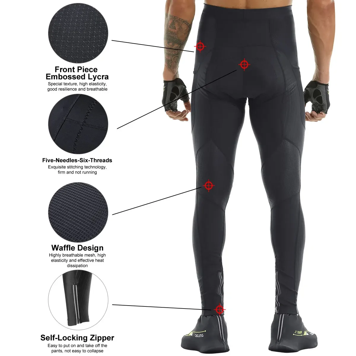 X-TIGER Breathable Professional Men's Autumn Cycling Pants Bike Pants with Bibs Bib Cycling Reflective Leggings