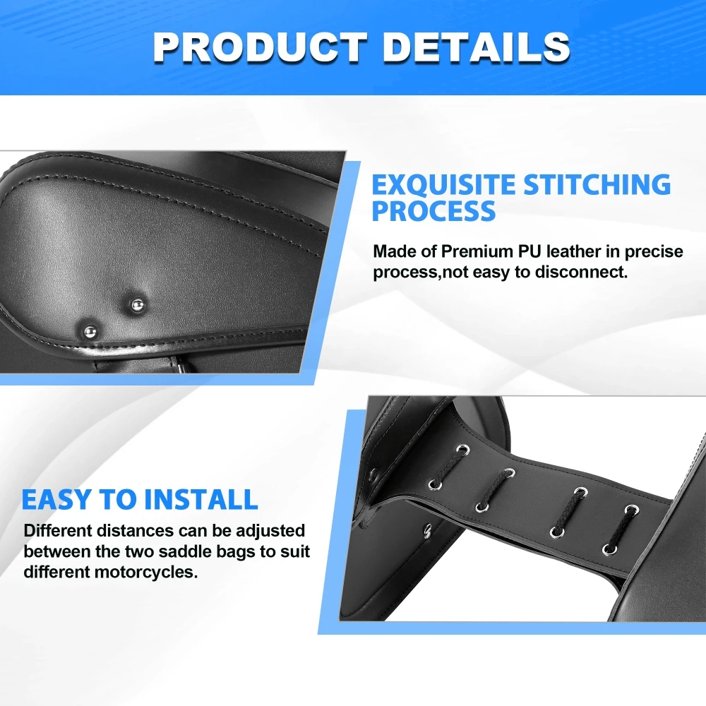 1 Pair Motorcycle Saddlebags with password lock Panniers Rear Side Bags Luggage Storage PU Leather Large Capacity Waterproof