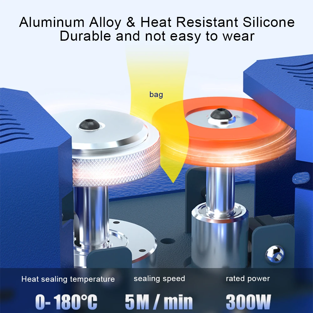 Electric Plastic Film Sealer Food Packaging Bag Continuous Heat Sealer Automatic Roller Temperature Control Sealing Machine