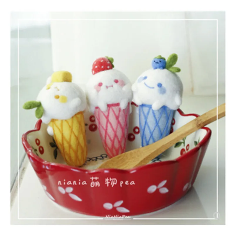 

Ice cream material wrapped cartoon egg tube wool needlepoint kit wool felt needle felting decoration craft needlecraft DIY ha