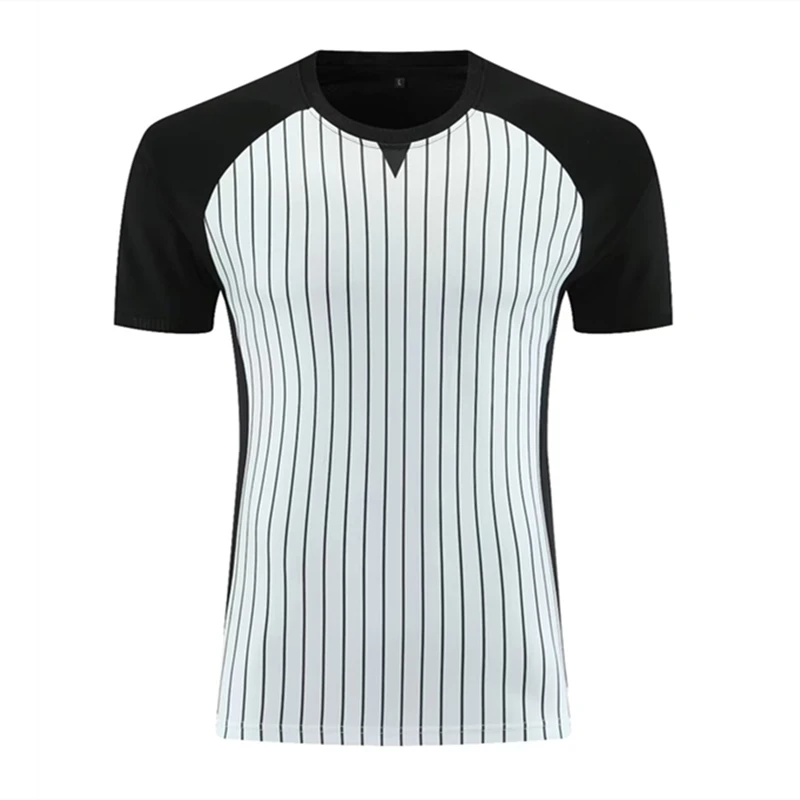 Stripe Referee Basketball Jersey Blank Adult Badminton Table Tennis Umpire Shirt Short Sleeves Round Neck Athletics Judge Tops