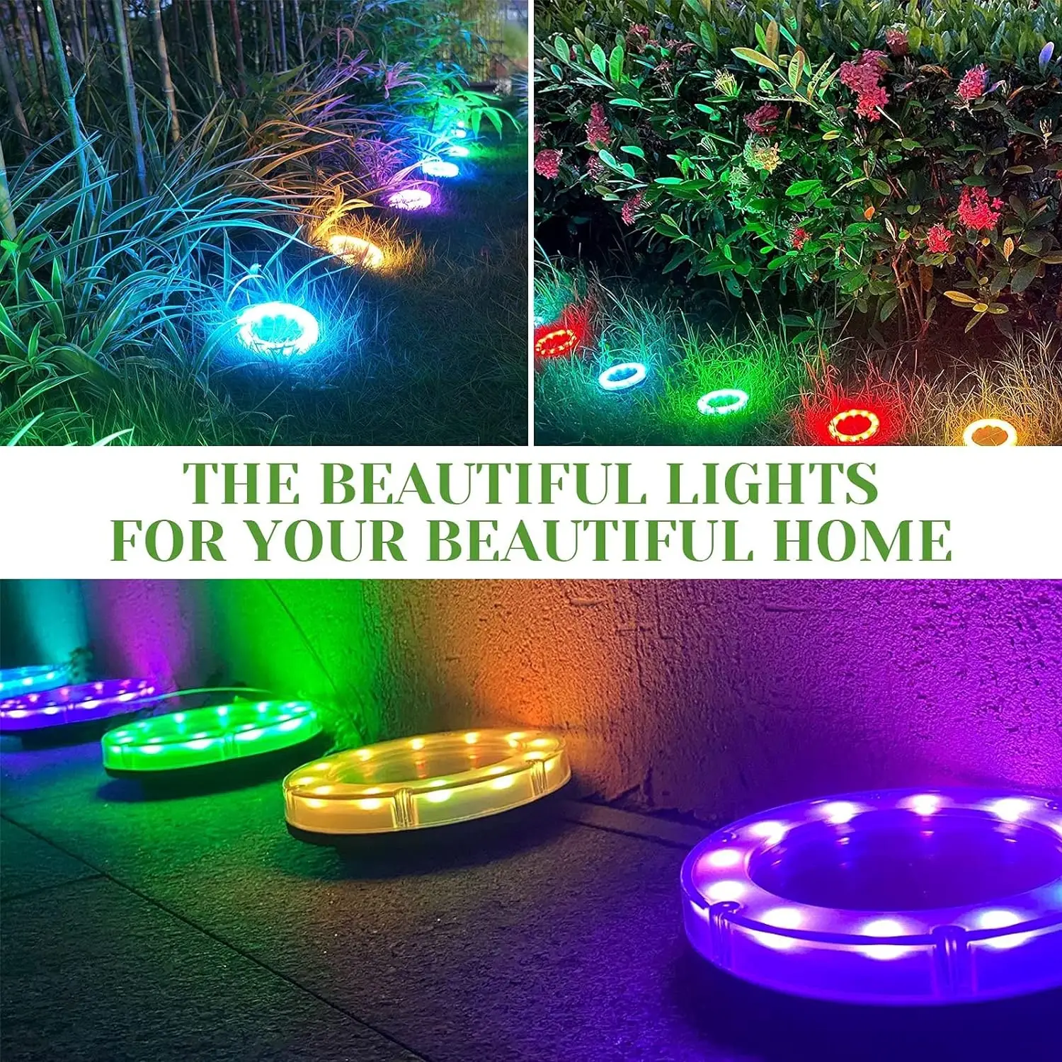 Solar Ground Lights Outdoor Waterproof New Structural Design Multicolor Lights Solar Lights with 12 LEDs for Outside Pathway images - 6