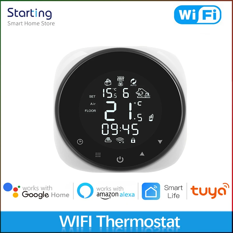 

Умный термостат Tuya с Wi-Fi, Умный домашний контроллер температуры для водяного газового бойлера, работает с Alexa