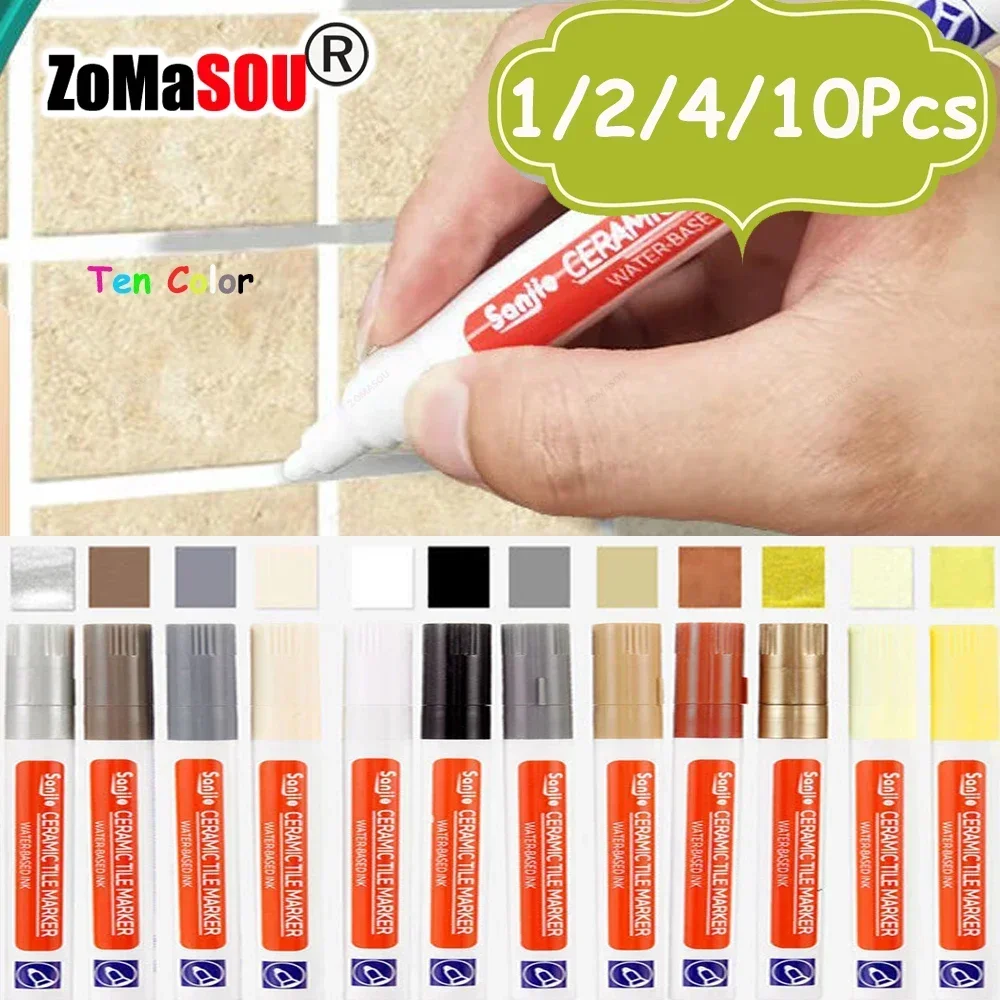 Grout Pen 1-10Pcs 10 Colors Waterproof Tile Floor Wall Grout Pen for Kitchen Bathroom Ceramic Seam Paint Gap Repair Tools