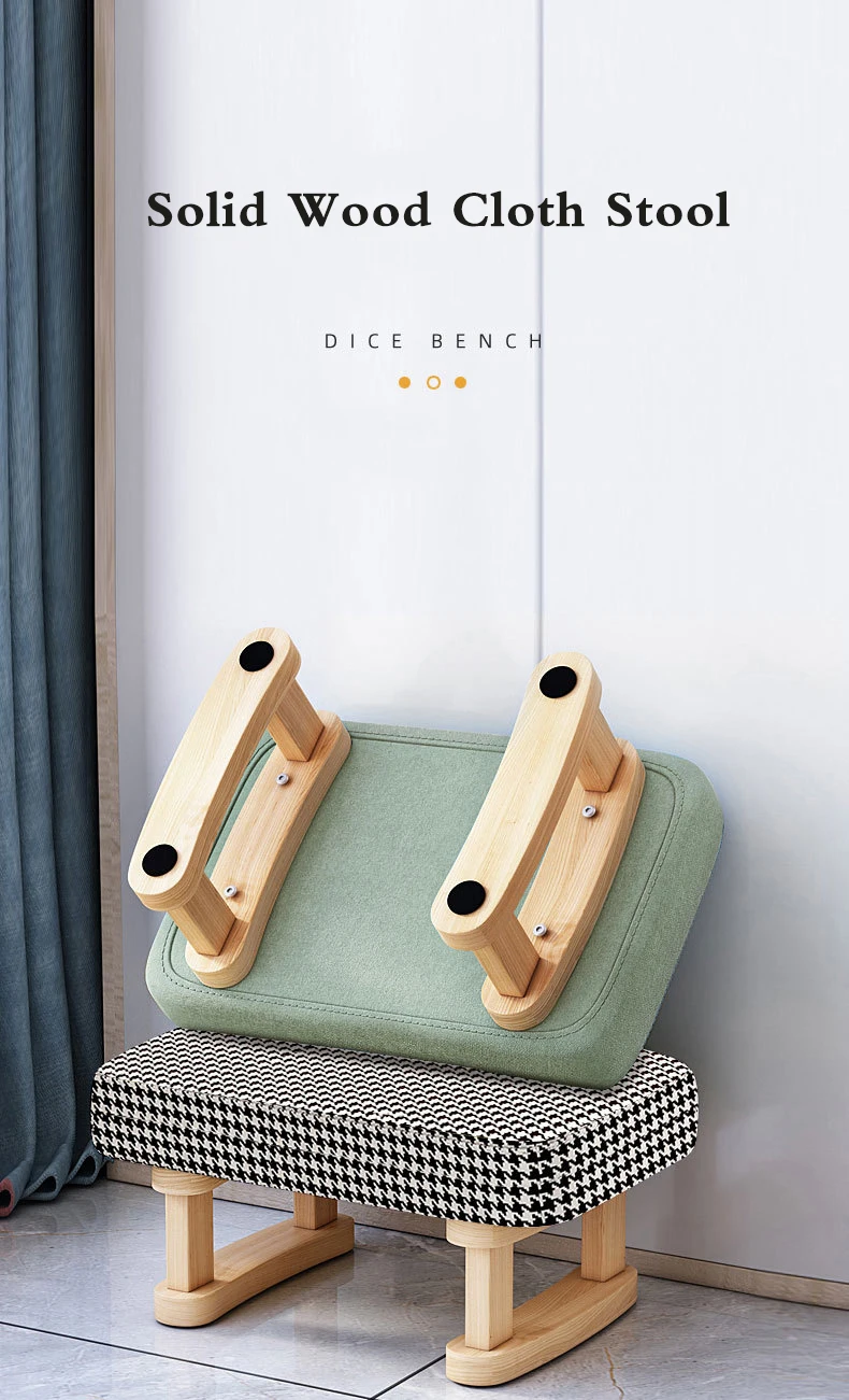 Description Picture 3 of itemCreative Small Wood Chair Household Shoe Changing Stool Ins Sofa Living Room Foot Rest Stool Tea Table Children Bathroom Footsto