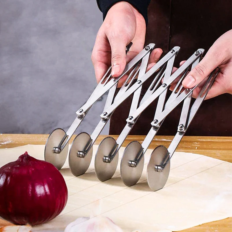 1/3/5/7 Wheels Cutter Dough Divider Side Pasta Knife Stainless Steel Roller Blade Adjustable Pizza Pastry Peeler Kitchen Tool