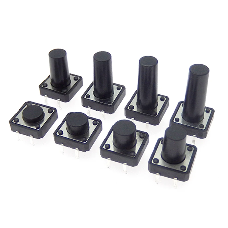 Tactile Button Caps 20PCS Tactile Tact Mini Push Button Switch Micro switch 12x12 12*12*4.3mm 5mm 6 7 8 9 10 11 12 mm 4Pinc tact switch