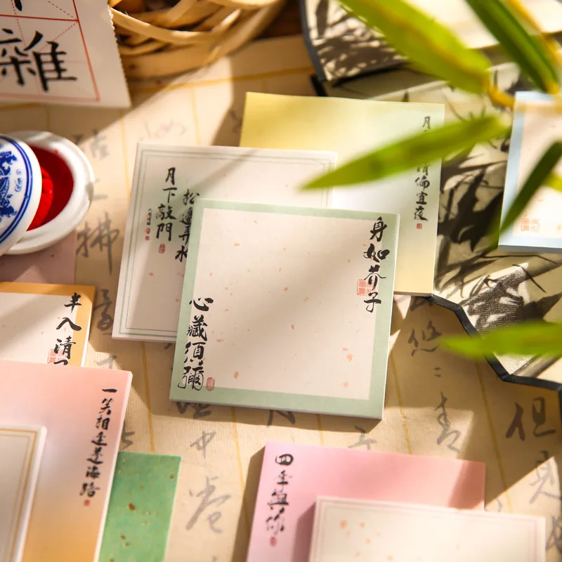 

Memo Pad Three Enjoy N Times Stick Ink Dust Series Chinese-style Hand Account Decoration Student Stationery Sticky Notes