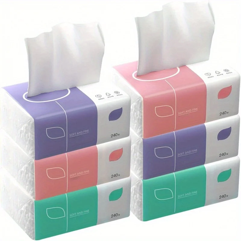 New In 6pcs Premium 4-Ply Tissues 240 Count Each Recyclable Paper Versatile for Facial Toilet Napkin Use Durable Absorbent