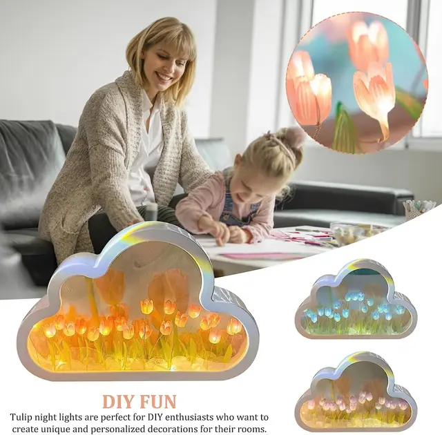 1 pièce DIY Nuage Tulipe LED Veilleuse Fille Chambre À Coucher