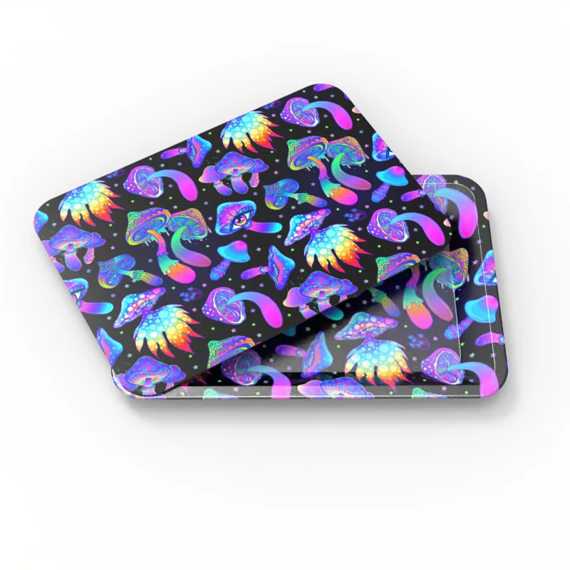 18*12.5cm 자기 유출 방지 커버 뚜껑이있는 롤링 트레이 뚜껑 커버가있는 금속 롤링 트레이 흡연 액세서리