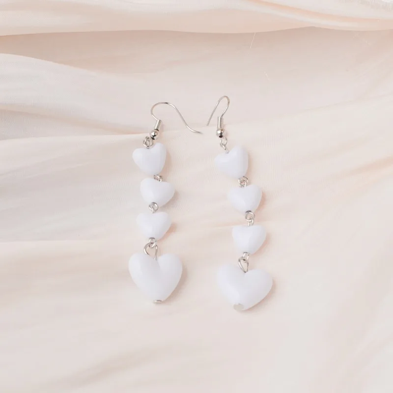 Long Love Heart Earrings Korean Tassel Drop Earrings for Women Girls Fashion Party Dangle Jewelry Gifts