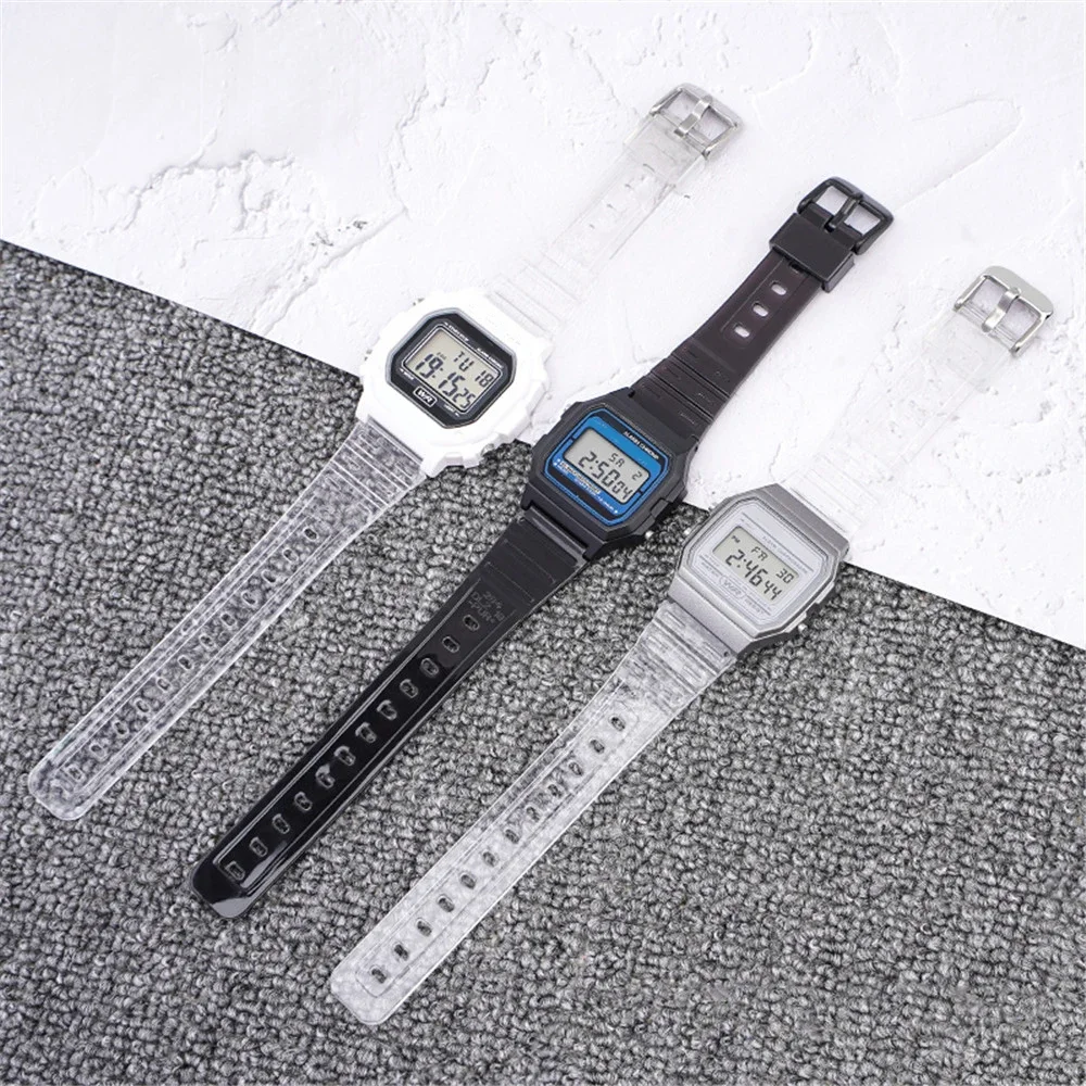 Transparent Waterproof Resin Watch Band with 18mm Rubber Sport Strap