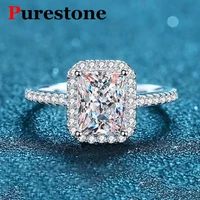 Emerald and Radiant Moissanite Diamond Rings for Women Bridal Original 925 Sterling Silver Moissanite Diamond Rings for Women