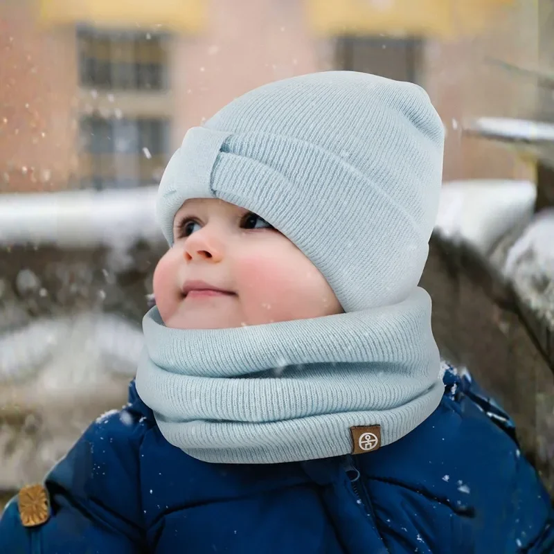 Alpaca Wool Toddler Hat Scarf Gloves Set Winter Baby Boys Girls Warm 3 in 1 Cute Bow Hats for Kids Infant Snood Knitted Bonnets