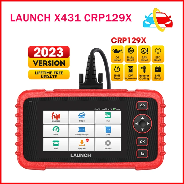 LAUNCH OBD2 Scanner CRP129X Scan Tool 8 Reset  Oil/EPB/TPMS/SAS/DPF/BMS/Throttle Reset,Injector Coding Diagnostic Tool ABS  SRS Engine Transmission Car