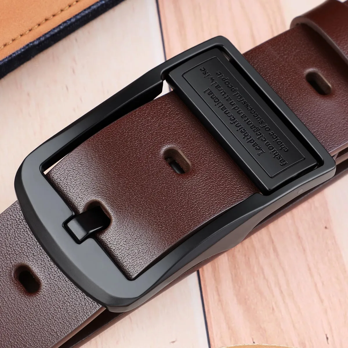 Leather Belt Men Pin Buckle Brand