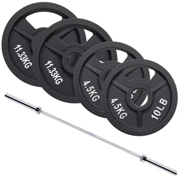 2-Inch Cast Iron Barbell Set Including Multiple LBS Weight Plates and 6FT Barbell Set Multiple 1