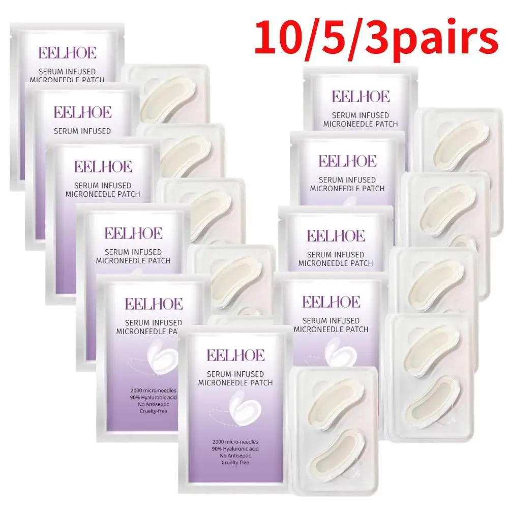 

10/5/3 Pairs Hyaluronic Acid Microneedle Eye Patches Mask For Anti Wrinkle Aging Dark Circles Moisturizing Under Eye Gel Pads