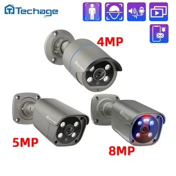 Techage 4MP 5MP 4K Telecamera IP POE in metallo di sicurezza H.265 Telecamera IP AI per videosorveglianza audio bidirezionale esterna per sistema NVR