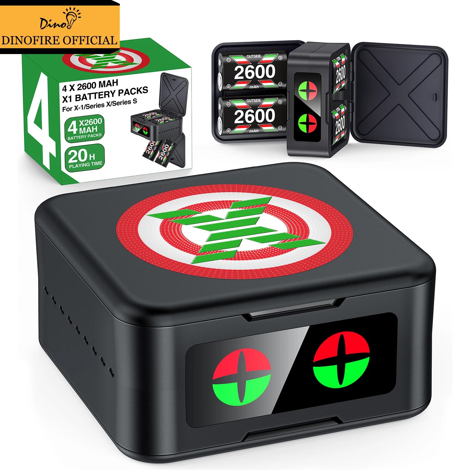 Batterie Ricaricabili Dinofire Pack 4 Pezzi 2600Man Battery Box Per Xbox One/ Xbox One X/ Xbox One S/ Xbox Series X/ Xbox Series S
