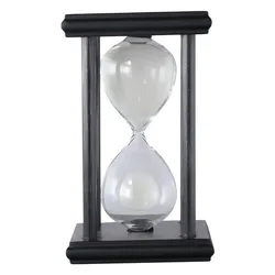 Large Vintage Black Wooden Hourglass with White Sand - 30 - Minute Timer for Classroom or Home Decor (White Sand(30min))