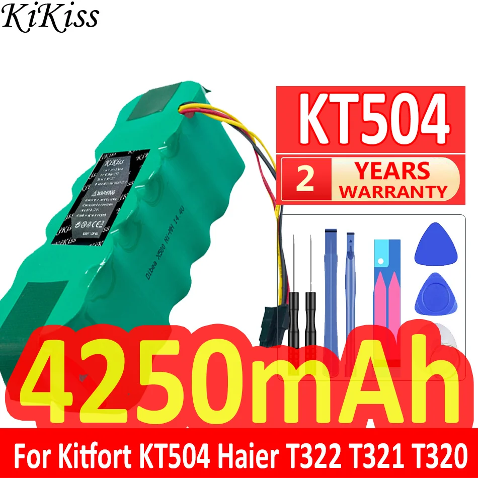 

KiKiss Powerful Battery KT 504 4250mAh for Kitfort KT504 for Haier T322 T321 T320 Panda X500 X580 X600 Ecovacs Mirror CR120
