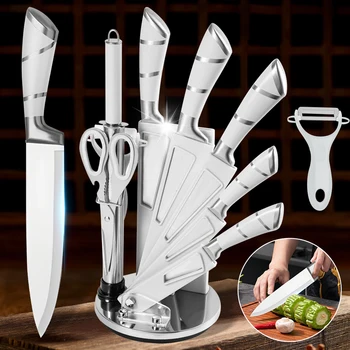 Stainless Steel Hollow-Handle Knife Set with Acrylic Stand 1