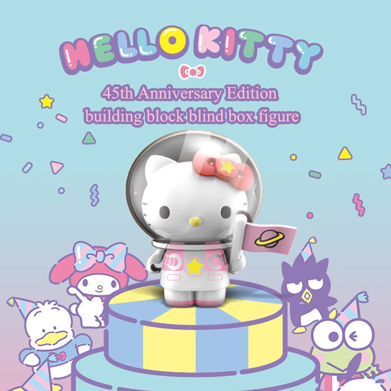 Hello Kitty 45th Anniversary Edition Sanrio Gacha Anime Figure Doll Capsule Toys Insert Building Block Gifts Sell One Randomly