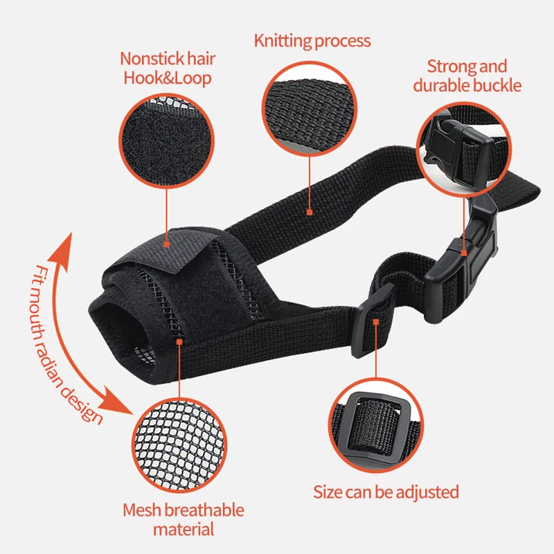 Nylon Dog Muzzle Breathable Mouth Muzzles Dogs Adjustable Mesh Anti Biting Chewing Pet Mouth Mask Pet Training Accessories