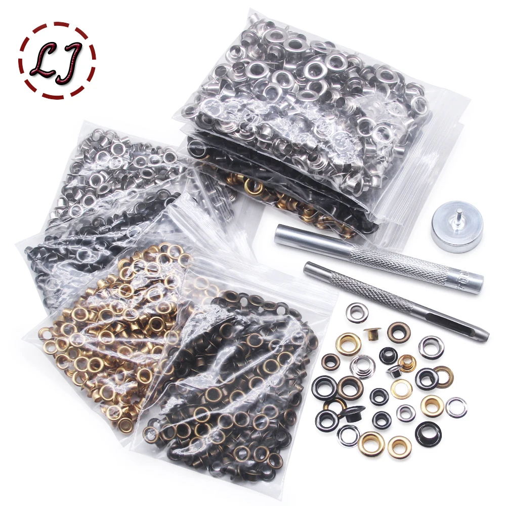 Eyelet Grommet Ring Eyelet Grommet Ring Kit Grommet Eyelet Kit Screw Back Eyelets Metal Eyelet Buttons 200sets Round 3/4/5/6mm Brass Gronmets Eyelets With Washer For Leather Crafts Shoes Bag Clothing Belt Garment DIY Handmade