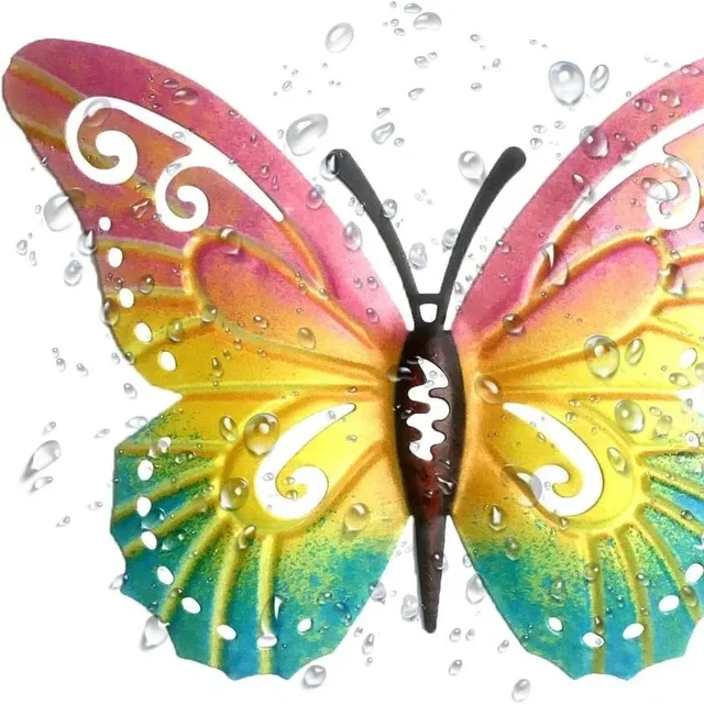 Decorazioni Parete Farfalle Metallo - 4 Pezzi, 21x19 Cm, Colorate | Per Giardino, Casa, Esterno - Foto 5