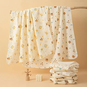 2PCS Baby Receive Blanket for Newborn Cotton Muslin Swaddle Blanket Bedding Infant Bath Towel Baby Items Mother Kids 1