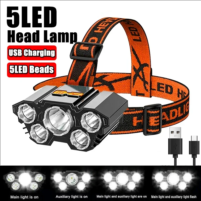 Lampe de poche frontale personnalisée à 5 LED | Good Act