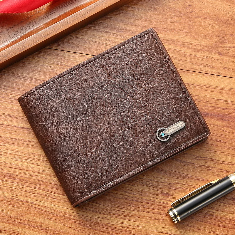 Men Purse Black Coin Wallet Male Business ID Cards Holder PU Leather Multiple Slot Casual Large Capacity Dollar Coin Money Bags_voghion.com