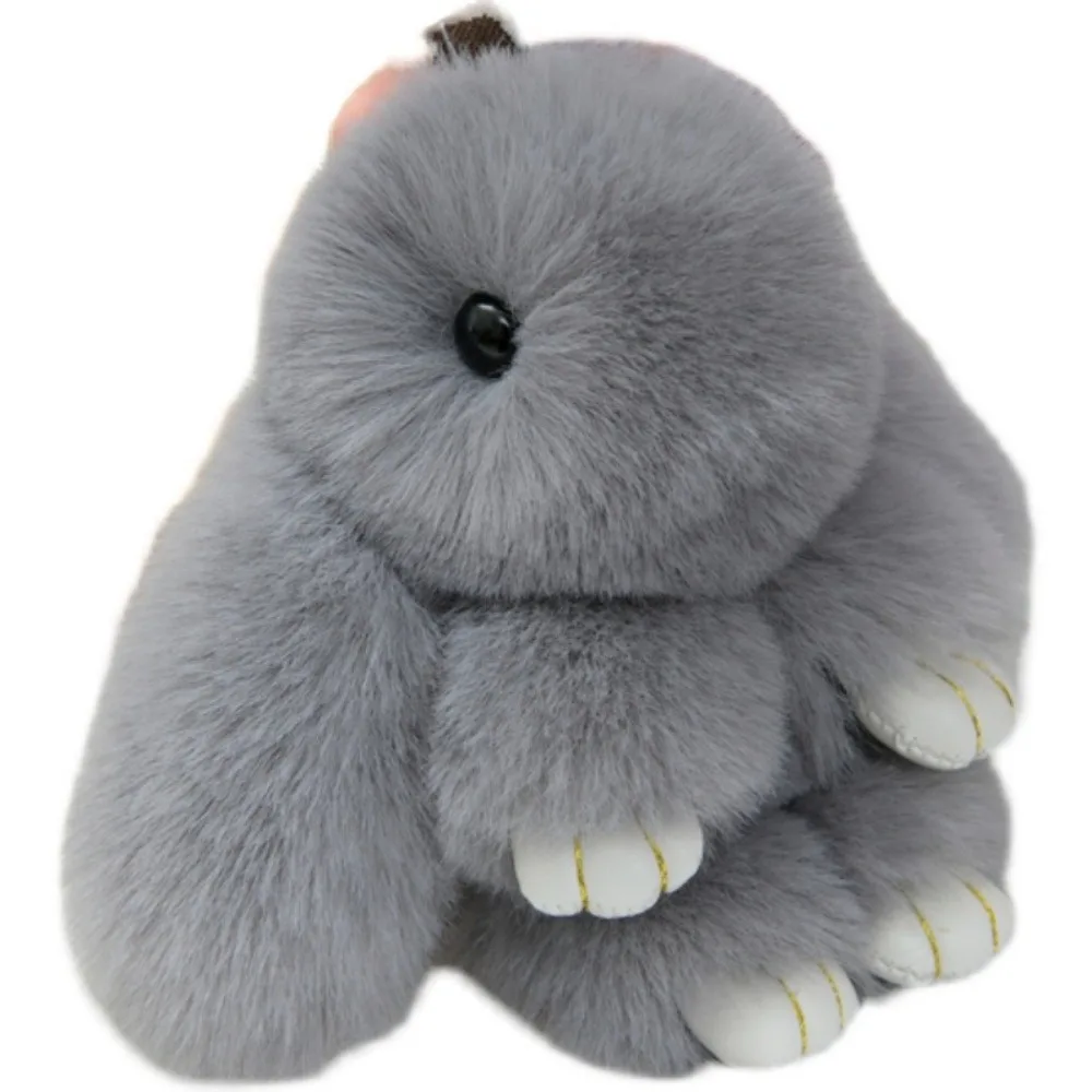 Bunny Keychain 15cm Fluffy Rabbit Fur Pompon Bunny Keychain Soft Cute Bunny Keychain Artificial Rabbit Fur for Girls Bag Key Chain Pom
