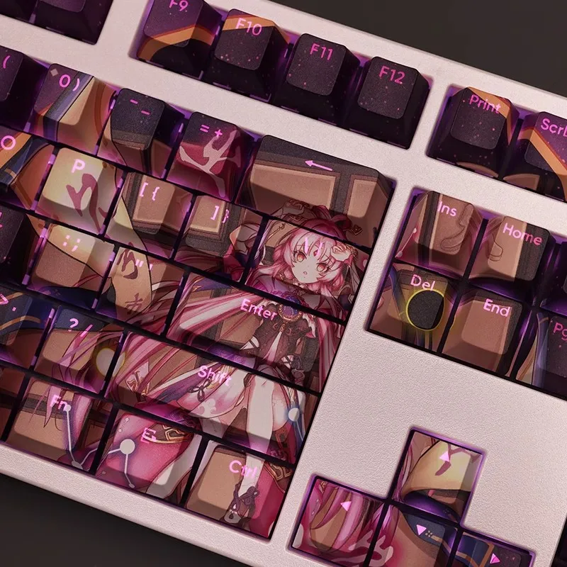Honkai Star Rail fu Xuan Keycap Tintura Pbt Subbed Keycaps Retroiluminados Anime Game Key Caps 61 87 104 108 Layout Perfil de Cereja Conjunto - Imagem 5