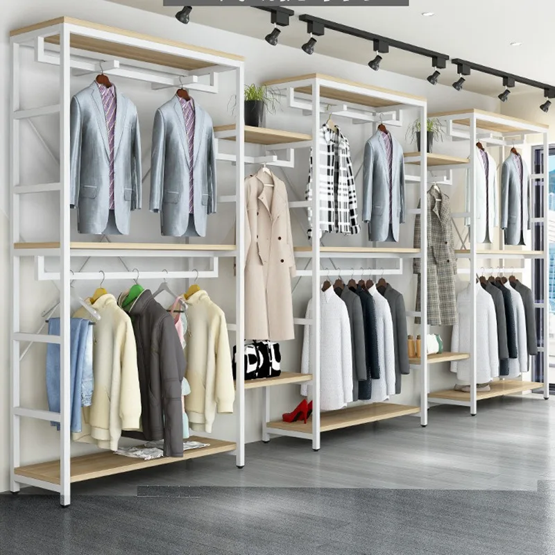 

Clothes shop display coat hanger Bedroom floor shopping mall Double layer coat hanger display network red men and women's