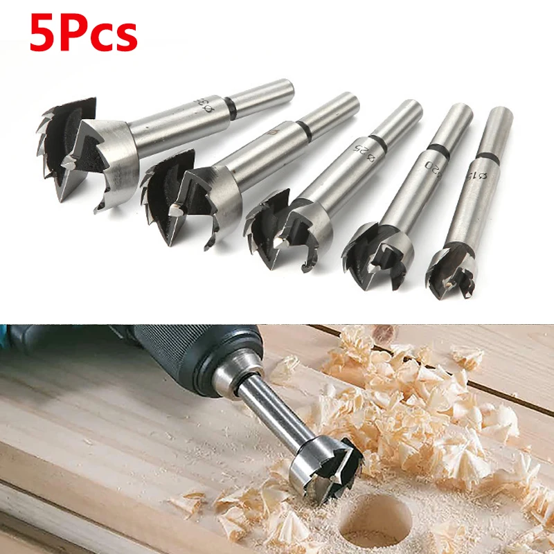 

5Pcs Woodworking drilling bit Hard soft wood tool hole opener Wood cutting tool flat wing drilling plastic reaming positioner