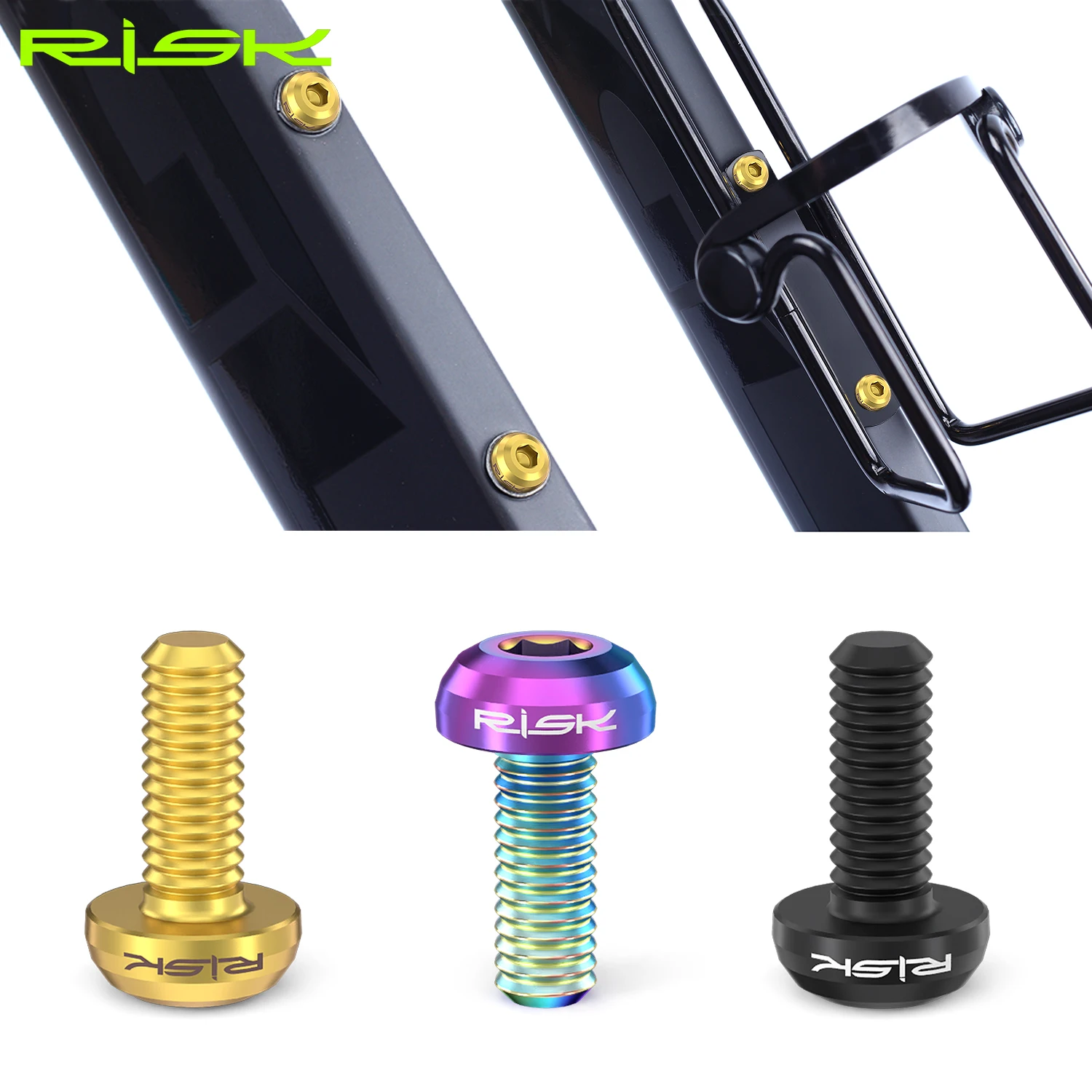 Premium Titanium Alloy Bike Water Bottle Cage Bolts - Set of 2