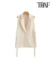 TRAF Women Fashion With Taps Side Vents Waistcoat Vintage Sleeveless Front Button Female Outerwear Chic Vest Tops 4