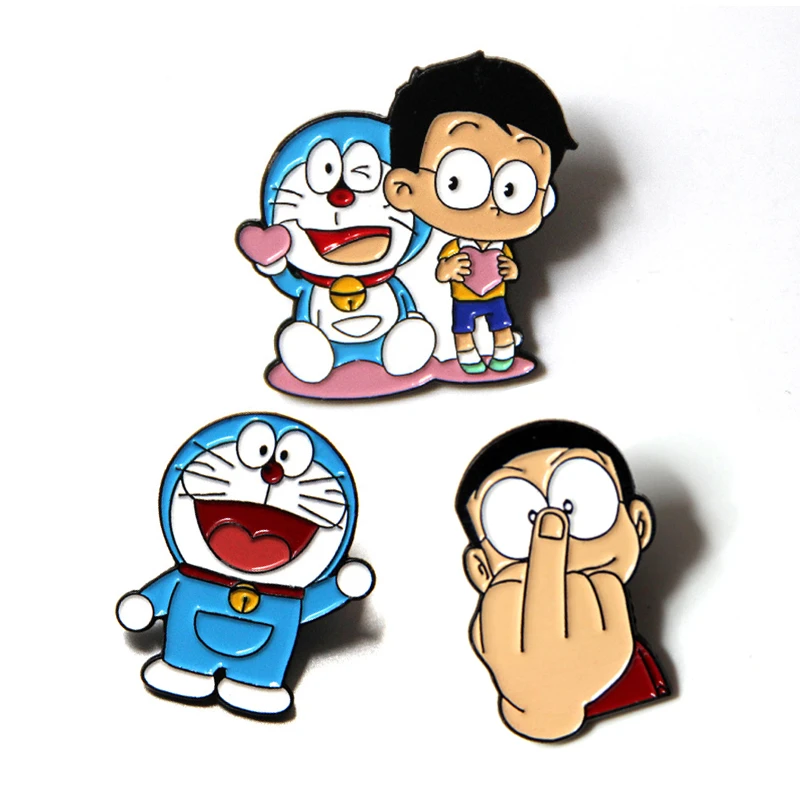Doraemon characters cute kids cosplay women 90s funny cartoon backpack  clothes diy decoration Enamel Brooches badge collar pins|Brooches| -  AliExpress