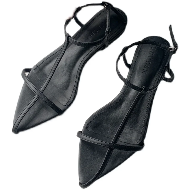 2022 New Fashion Pointed Toe Sandals Women Flat Casual Slide