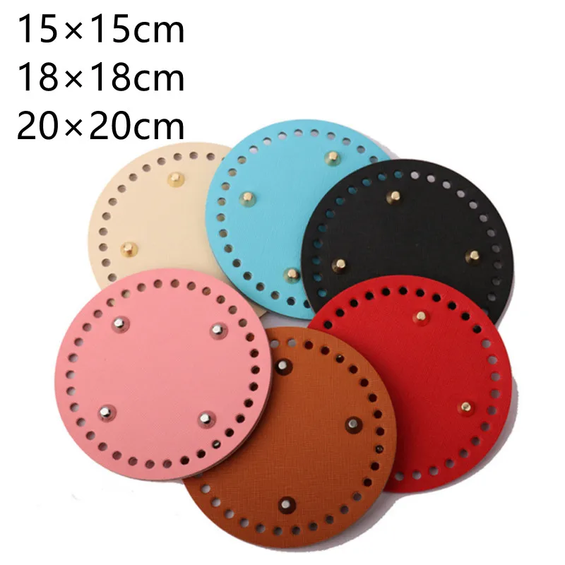 

DIY Knitting Bag Round Bottom PU Leather for Shoulder Bags Bottom Handbag Hardware Strap Handmade Bottom Bucket Bag Accessories