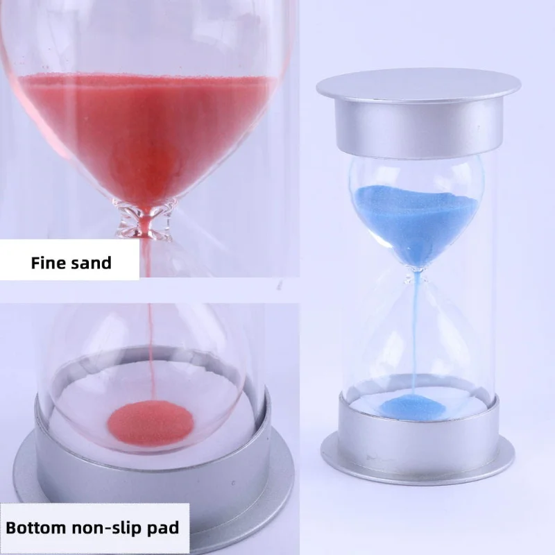 5/10/15/20/30/60 Minutes Mini Silver Lid Hourglass Children Do Homework Clean Teeth Timer Drop Proof Sand Clock Home Ornaments 4