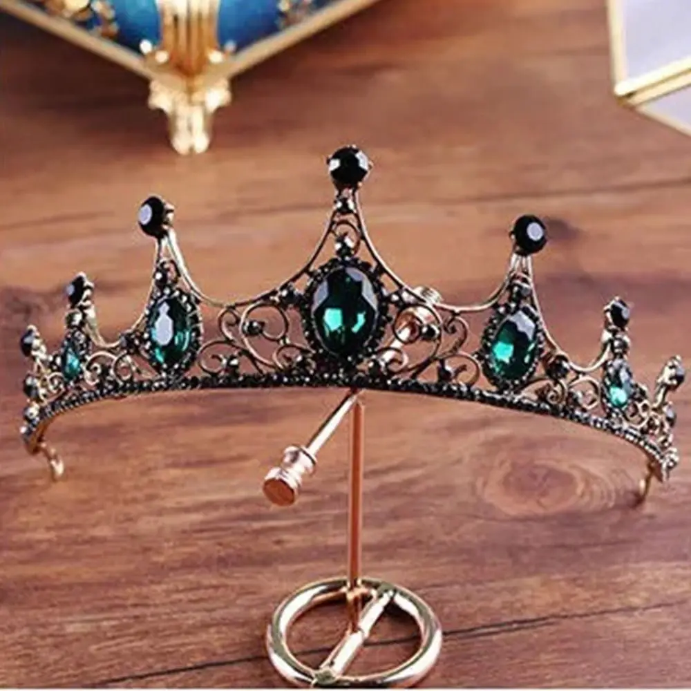 Jewelry Accessories Hair Accessory Hair Headdress Bridal Headwear Hair Band Crown 1 Pc Vintage Headwear Green/Red Rose Crystal Crown Elegant Hairband Tiara Bridal Party Jewelry Wedding Hair Accessories