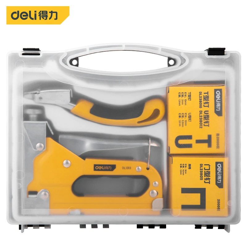 DELI 3 In 1 Nail Gun DIY Furniture Construction Stapler Upholstery Staple Gun With 6000 Staples Home Decor Carpentry Tools