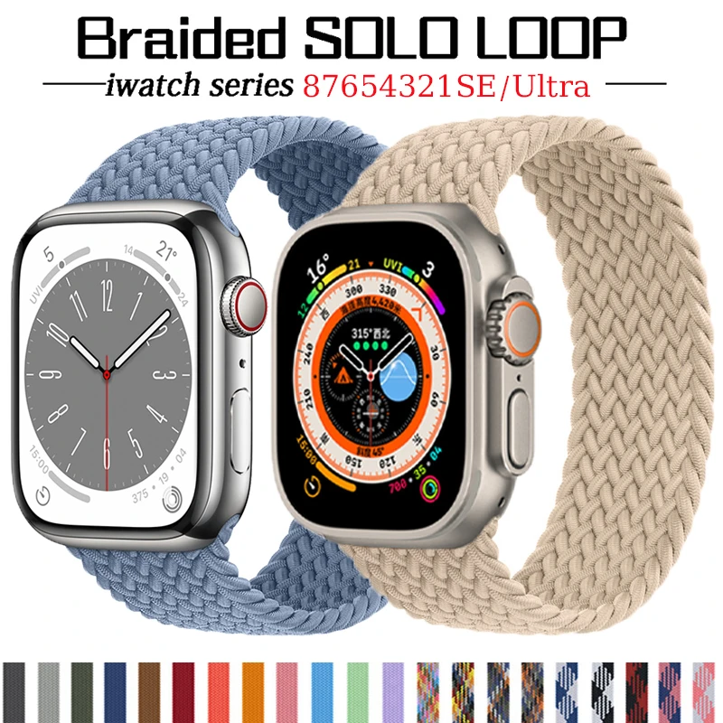 Braided Solo Loop Strap For Apple Watch Ultra Band 49mm 44mm 45mm 38mm
